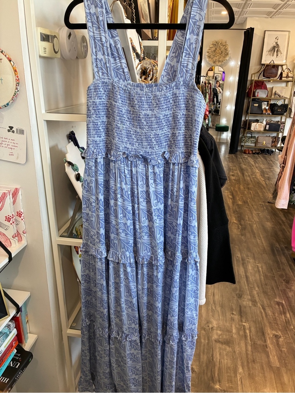 Beach to bistro by Sigrid Olsen Light Blue Floral Smocked Maxi Dress